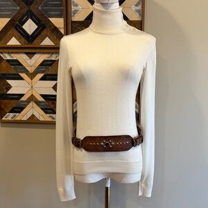 Vintage Ralph Lauren Collection Cashmere Semi-Sheer Button Turtleneck Sweater